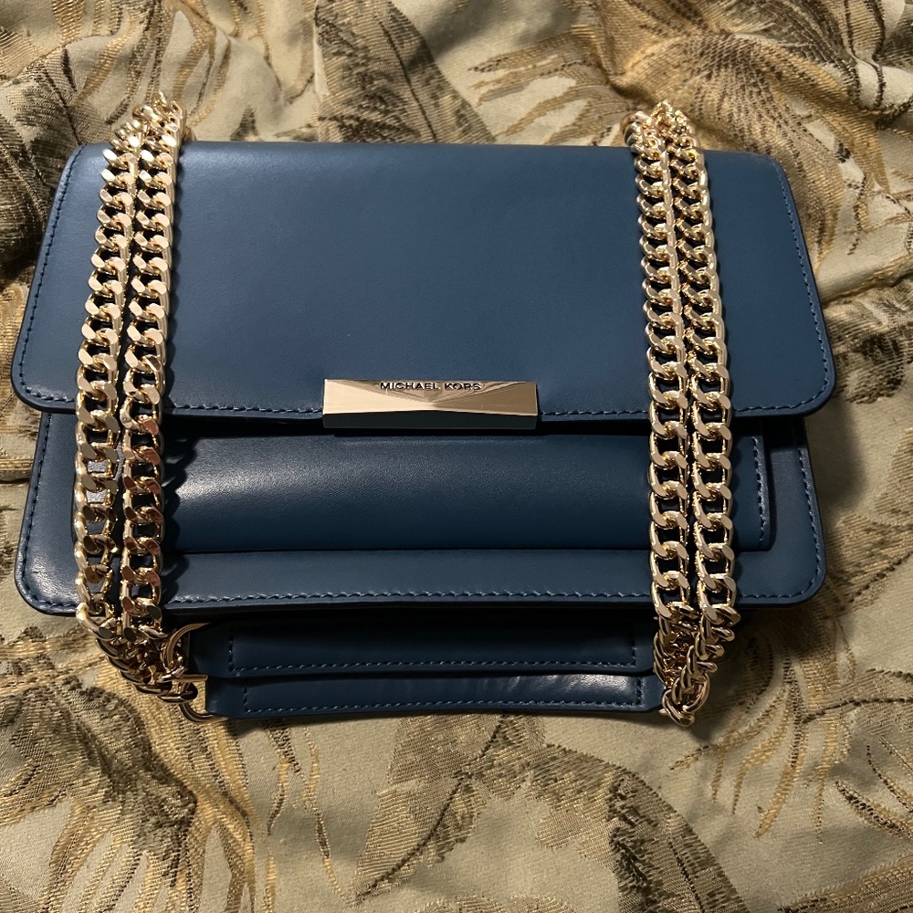 Micheal Kors Jade Lg Gusset Shoulder Bag
